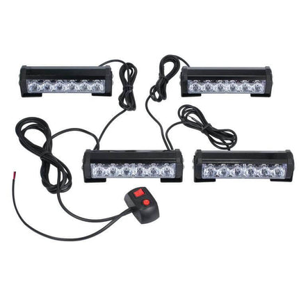 Car Modification LED Warning Lights 4 Light Module compact aluminum 9–24V four-LED roadside warning light kit with remote switch