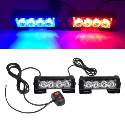 Car Modification LED Warning Lights 4 Light Module compact aluminum 9–24V roadside warning lights with 4 LEDs and remote switch