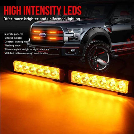 Car Modification LED Warning Lights 4 Light Module mounted on truck showing amber high intensity LEDs for roadside and low visibility warning
