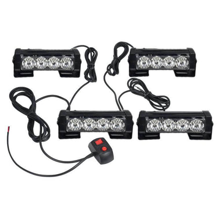 Car Modification LED Warning Lights 4 Light Module compact aluminum 9–24V warning light kit with 4 LEDs and wired controller