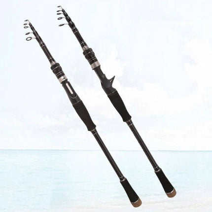 Carbon Telescopic Fishing Rod For River And Lake Fishing - lightweight carbon telescopic rod folded for travel, shown extended and compact