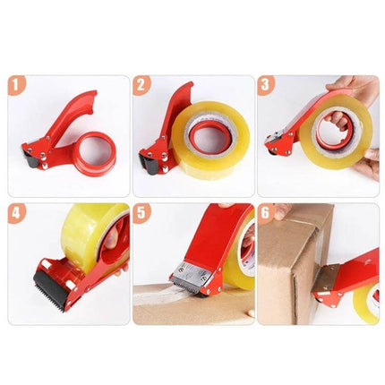 Carton Sealing Tape Dispenser With Iron Cutter compact red iron body stainless steel blade ergonomic handle for sealing boxes