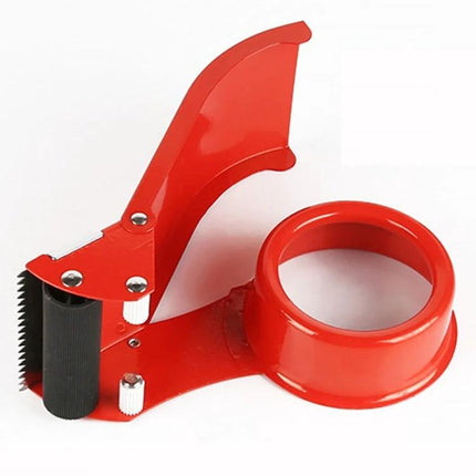 Carton Sealing Tape Dispenser With Iron Cutter compact red iron body with stainless steel blade, ergonomic handle for smooth carton sealing