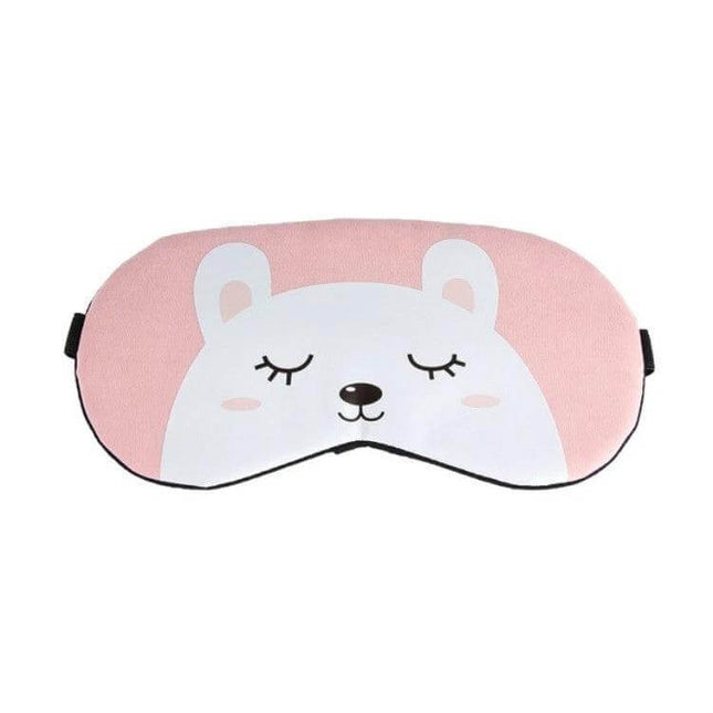 Cartoon Animal Sleep Eye Mask Soft Cotton For Travel pink bear design light-blocking travel sleep mask