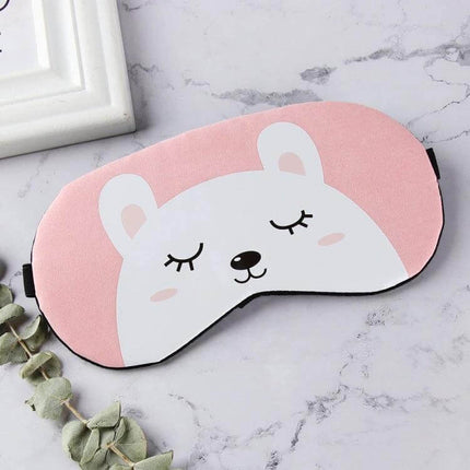 Cartoon Animal Sleep Eye Mask Soft Cotton For Travel pink bear cartoon design soft cotton light-blocking travel sleep mask