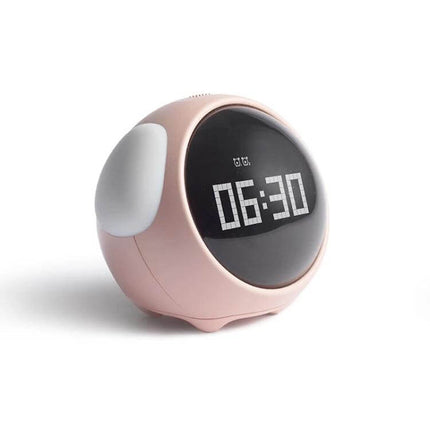 Cartoon Cmart Alarm Clock For Kids With Night Light pink digital clock with warm 3000K night light and dual alarm, compact ABS silicone design