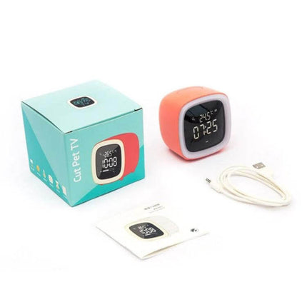 Cartoon Deer Alarm Clock For Kids USB Rechargeable pink compact bedside clock with USB cable and box, kid-friendly digital display