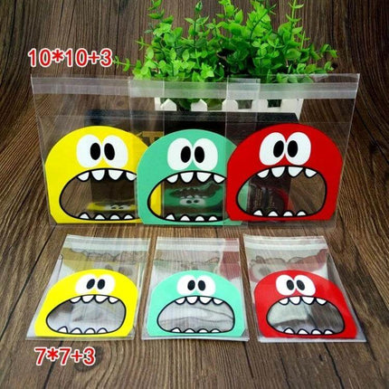 Cartoon Monster OPP Packaging Bags 7x7cm and 10x10cm clear OPP snack gift bags with colorful gravure-printed cartoon monster faces