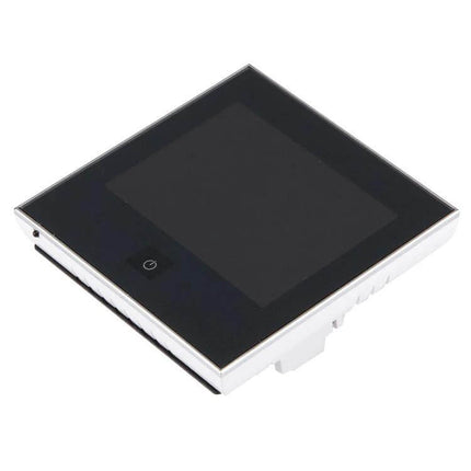 Central Air Conditioning Thermostat With Touch LCD Display chrome-frame touchscreen thermostat with acrylic lens for home and small office