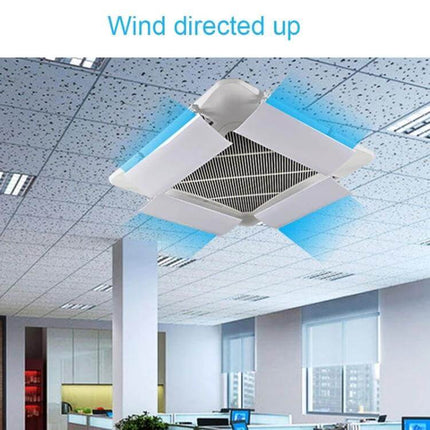 Central Air Conditioning Wind Deflector Shield Gentle Breeze mounted on ceiling cassette redirecting airflow upward in office setting