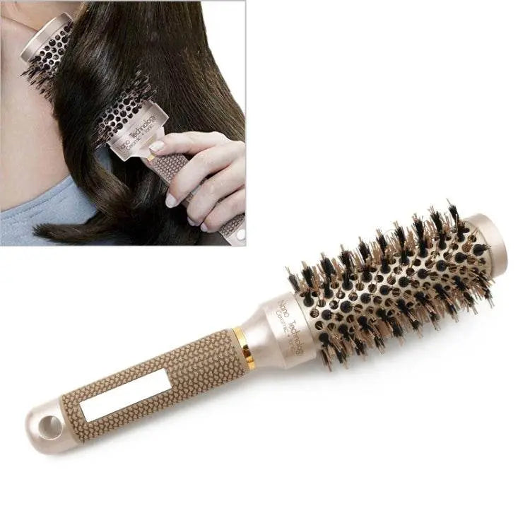 Ceramic Aluminium Hair Comb Round Brush with Nylon Bristle