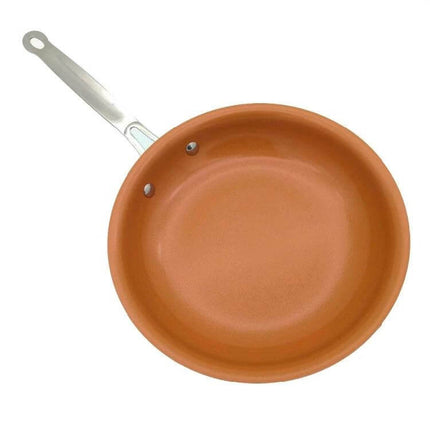 Ceramic Nonstick Frying Pan Set 8/10/12 Inches For Everyday Cooking - 8" copper-colored ceramic-titanium nonstick skillet with stainless handle