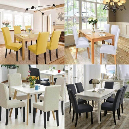 Chair Cover Universal Size For Weddings And Banquets in white spandex polyester stretch fit on dining chairs creating cohesive event seating