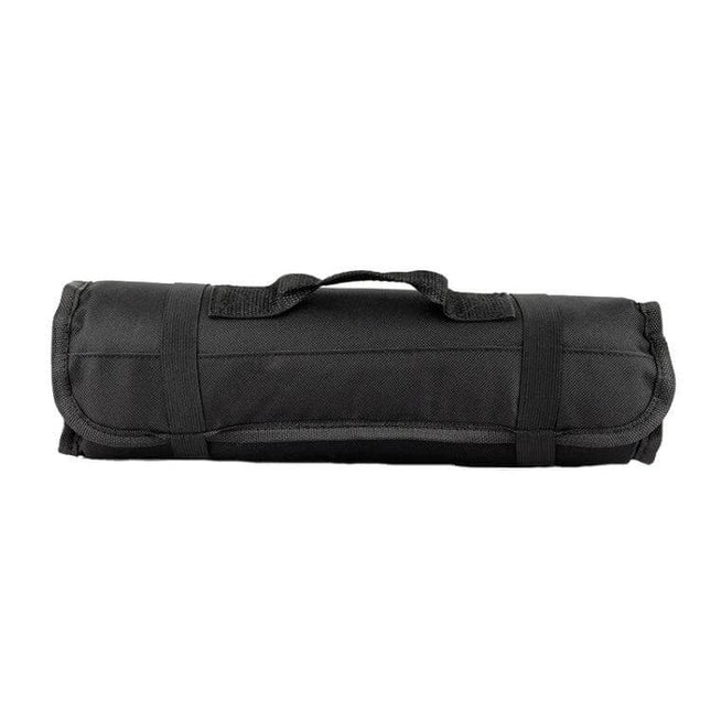 Chef Knife Storage Bag, Portable Reel Style For Everyday Use, Black - rolled waterproof Oxford knife case with handle for transport