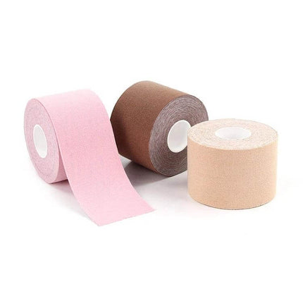 Chest Stickers Elastic Sports Tape, 5cm X 5m Roll - breathable cotton-spandex chest support tape, lightweight elastic sports tape in pink brown beige