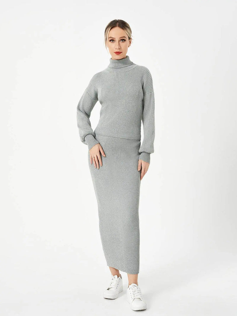 Chic Women's Knitted Two-Piece Skirt Set for Stylish Comfort 