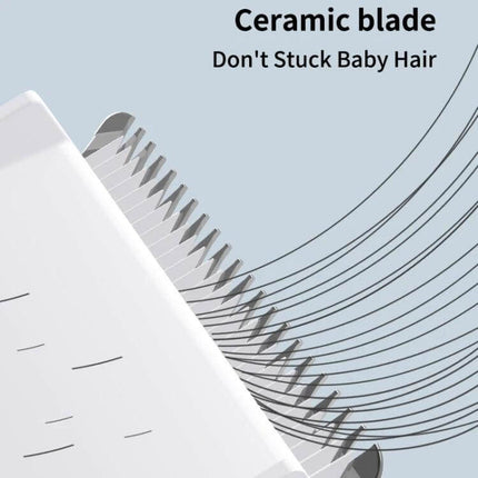 Child Hair Clipper Rechargeable For Easy Home Grooming showing ceramic rounded cutter head and gentle, quiet trimming for toddlers