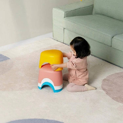 Children Stool Small Size For Everyday Home Use Simple Design - compact colorful PP stool with rounded edges used by toddler near sofa