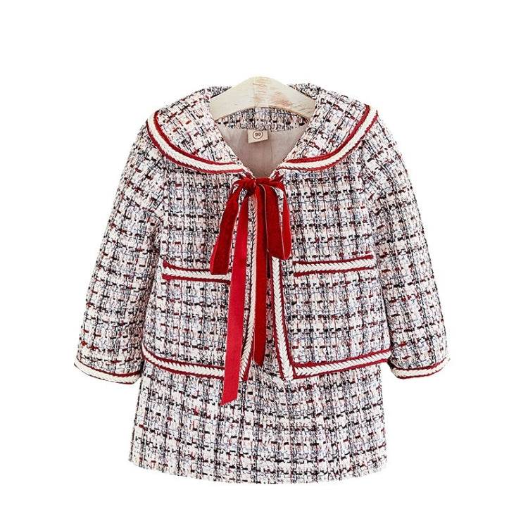 Children Xiaoxiang Style Two-piece Jacket And Skirt 90-130 Set