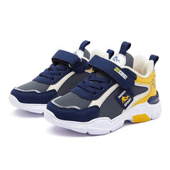 Children's Velcro Leather Sneakers Boys Casual Play Shoes navy yellow kids Velcro leather sneakers with EVA sole