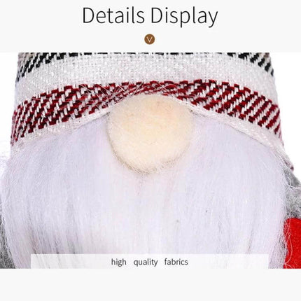 Christmas Curtain Buckle With Striped Hat, 38x26 Cm - close-up of gnome-style buckle with striped hat, white beard and fabric details