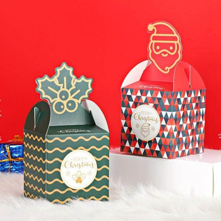 Christmas Eve Apple Packaging Gift Box Green For Treats And Snacks - compact green holiday apple gift box with holly topper for treats and snacks