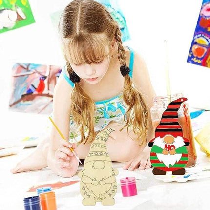 Christmas Tree DIY Painting Wooden Dwarf Elf Ornaments Set Of 32 - child painting customizable wooden gnome ornaments for tree, garland, classroom decor