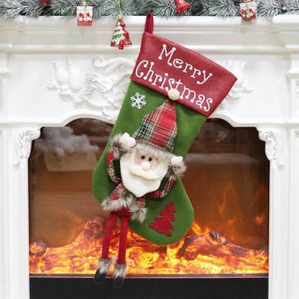 Christmas Tree Pendant Decoration Snowman 46.5x25 cm hanging wool cloth stocking-style ornament with Santa face for mantel or tree
