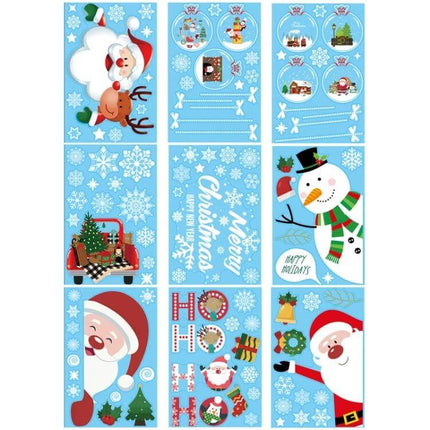 Christmas Window Cling Set With Santa, Snowman And Penguins - reusable eco-friendly PVC holiday window clings for homes, shops, cars (Santa, snowman, penguins)