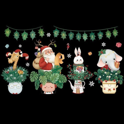 Christmas Window Stickers Santa Snowflake 45x60cm For Windows - PVC electrostatic Santa, snowman, elk window decals festive display