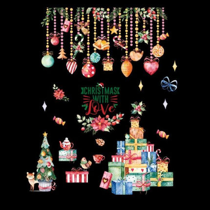 Christmas Window Stickers Santa Snowflake 45x60cm For Windows - PVC electrostatic decals with Santa, snowman, elk, ornaments and gift pile for festive window decor
