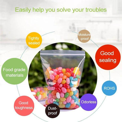 Clear 12x18cm Self Adhesive OPP Bags For Quick Gift Packaging - clear resealable pouch with colorful candy, dust-proof, moisture-proof, food-grade