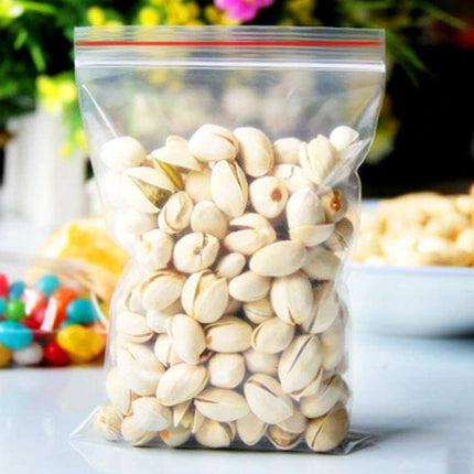 Clear 12x18cm Self Adhesive OPP Bags For Quick Gift Packaging - clear zip-top bag filled with pistachios showing self-adhesive seal and crystal-clear film