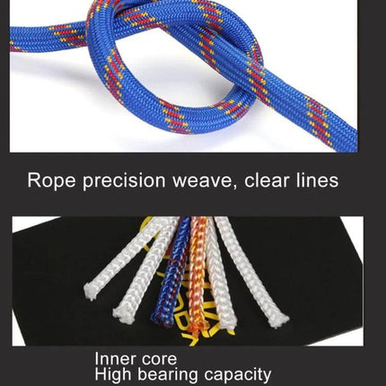 Climbing Auxiliary Rope 20m For Outdoor Use And Safety - blue 10mm braided polyester rope with precision weave and high-bearing inner core, 10m length