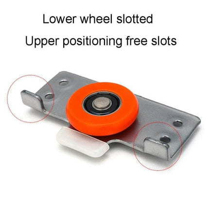 Closet Sliding Door Pulley Kit Silent For Cabinets Everyday Use orange PA mute pulley iron nylon lower wheel slotted upper positioning