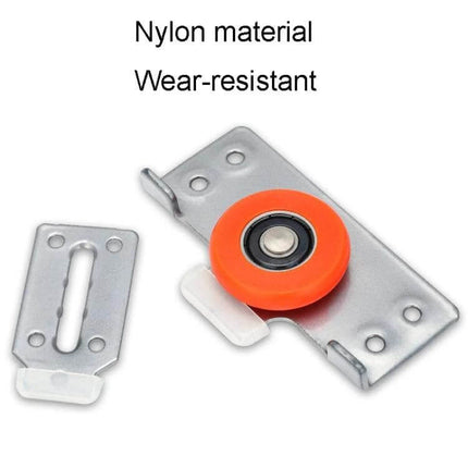 Closet Sliding Door Pulley Kit Silent For Cabinets Everyday Use orange nylon PA mute pulley with iron bracket for quiet cabinet doors