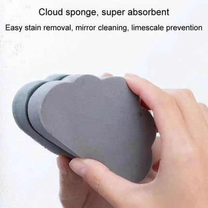 Clouds Type Absorbent Sponge Cleaner Gray for Bathroom - gray cloud-shaped soft dense PVA sponge held in hand for mirrors, tiles, grout, and limescale removal