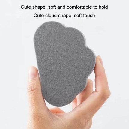 Clouds Type Absorbent Sponge Cleaner Gray for Bathroom - gray cloud-shaped soft dense PVA sponge held in hand, ergonomic non-scratch bathroom cleaner