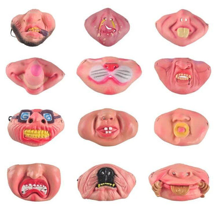Clown Latex Half-Face Mask For Halloween One Size Fits All showing 12 novelty half-face clown latex designs for parties and cosplay