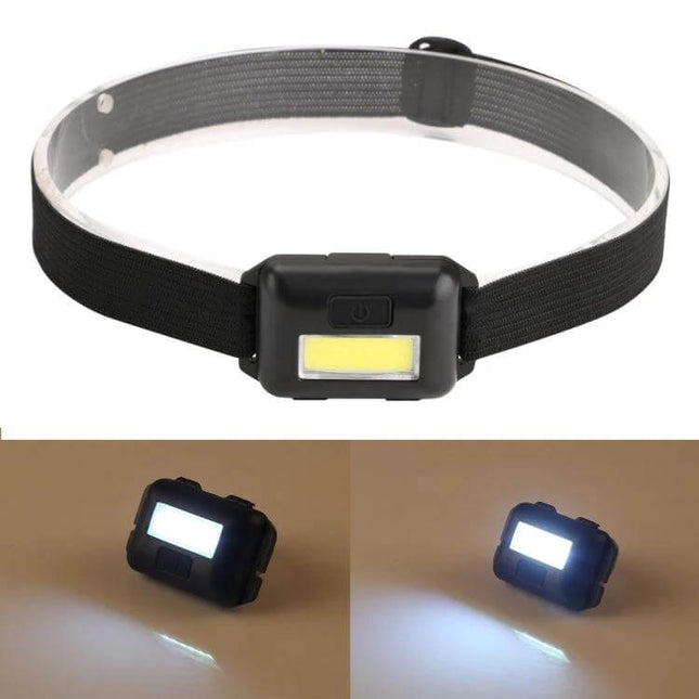 Cob Headlamp Headband Light Three Mode for Night Use - hands-free COB LED headlamp with adjustable strap, three lighting modes for camping, fishing, cycling