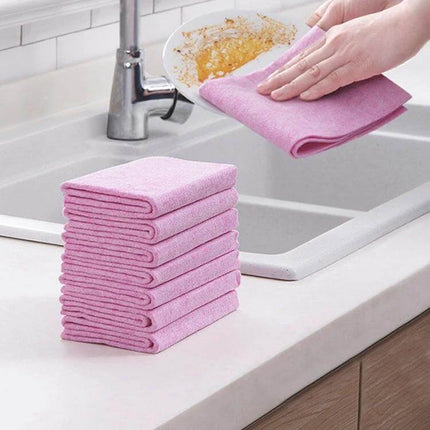 Coconut Shell Rags For Kitchen Cleaning, Dish Cloths, 30x25cm - pink fine-fiber cloth wiping greasy plate by sink