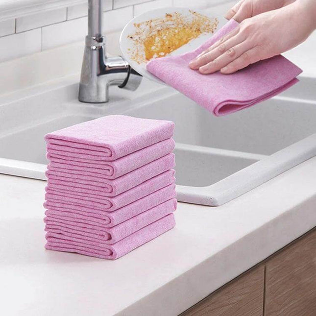 Coconut Shell Rags For Kitchen Cleaning, Dish Cloths, 30x25cm - pink fine-fiber cloth wiping greasy plate by sink