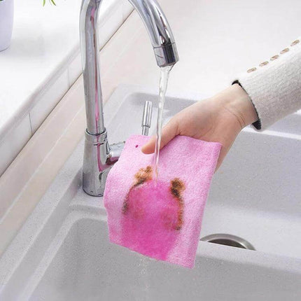 Coconut Shell Rags For Kitchen Cleaning, Dish Cloths, 30x25cm - pink fine-fiber cloth wiping greasy stains at sink
