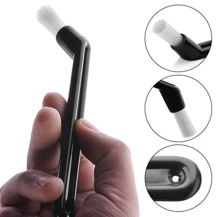 Coffee Machine Cleaning Set With Ergonomic Brush For Everyday Use - angled brush with soft bristles and long handle for cleaning ports and burrs