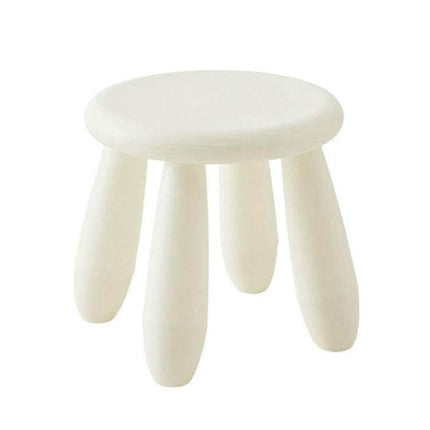 Colorful Children Stool For Home Use And Classroom Seating - compact white PP plastic kids stool with rounded legs, sturdy easy-clean seat for crafts and classrooms