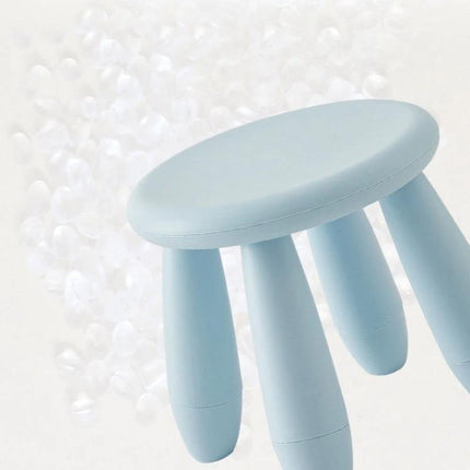 Colorful Children Stool For Home Use And Classroom Seating - light blue compact thick PP plastic stool, sturdy easy-to-clean kid seat for crafts and meals