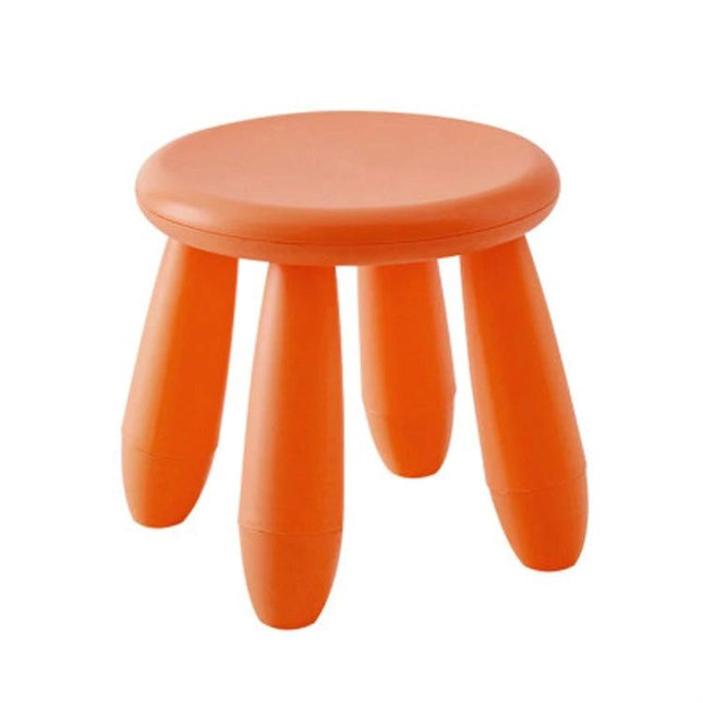 Colorful Children Stool For Home Use And Classroom Seating - orange thick PP plastic kid-sized stool, sturdy easy-clean compact seat for crafts and meals