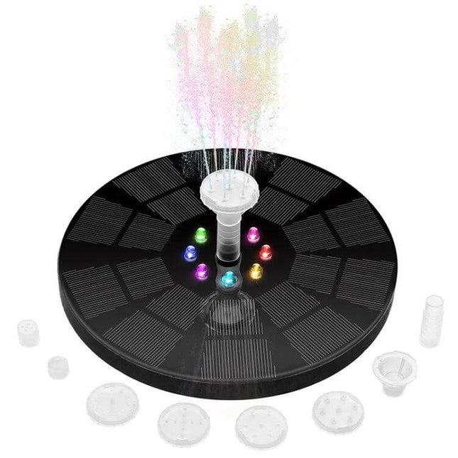 Colorful Lamp Battery Solar Fountain for Ponds and Gardens floating solar LED fountain with 8-color LEDs, 5V panel and 1600mAh battery