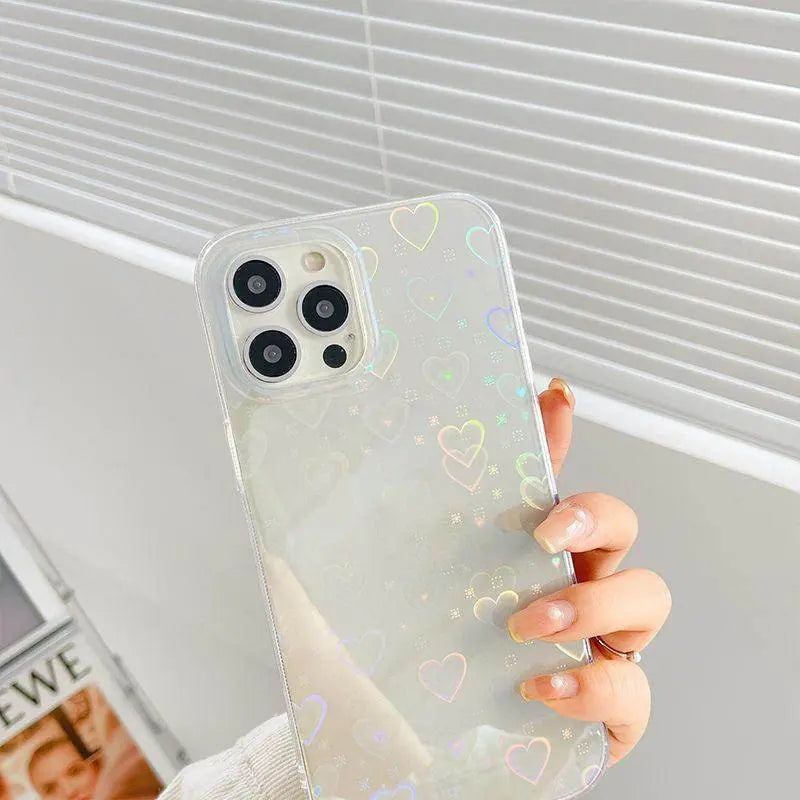 Colorful Laser Love Dual-Sided Silicone Phone Case Style 