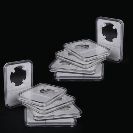 Commemorative Coin Identification Box, 25 To 40mm, For Easy Sorting - clear plastic square holders stacked for coin sorting and storage